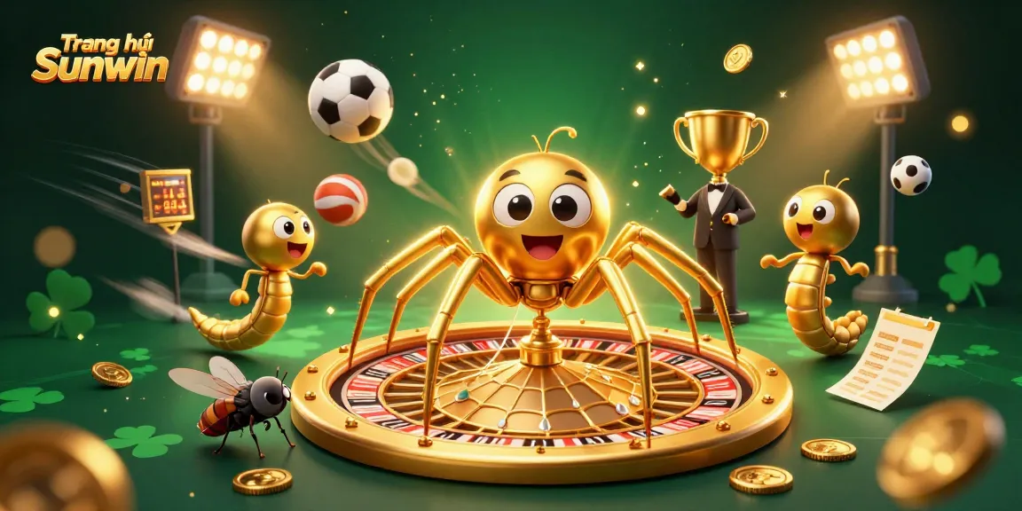 Place bets securely at Trang chủ Sunwin, where a golden spider spins a roulette wheel of fortune.
