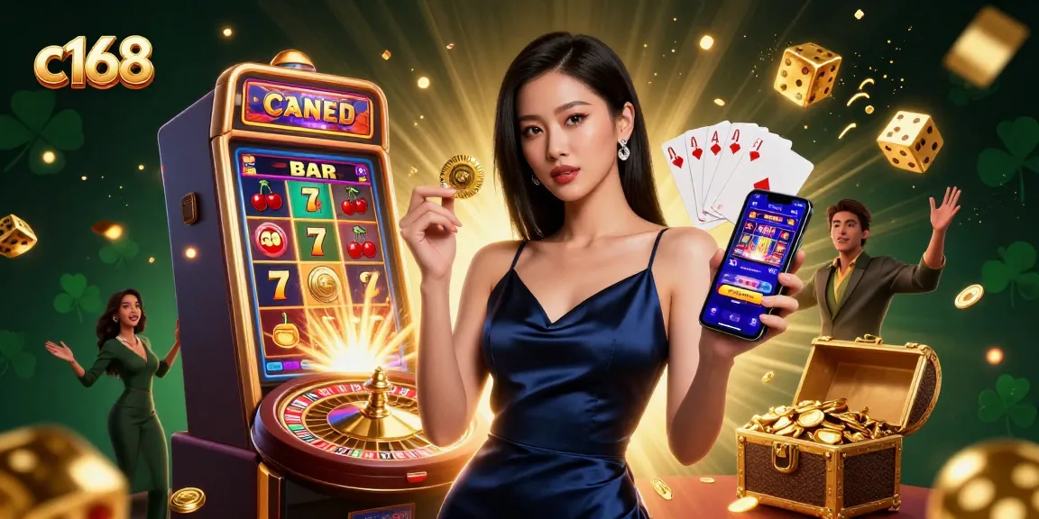 Engage with exciting c168 casino gaming through immersive visuals with a stunning Asian woman in action.