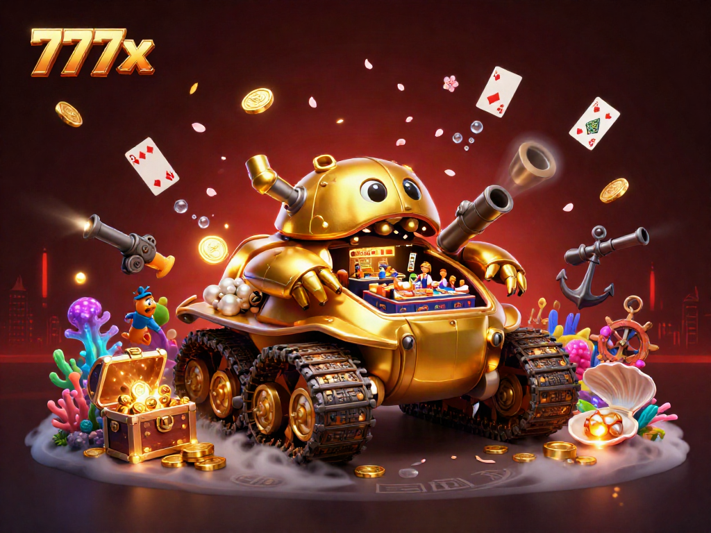 Experience thrilling gaming adventures with the massive golden beetle tank at 777x casino.