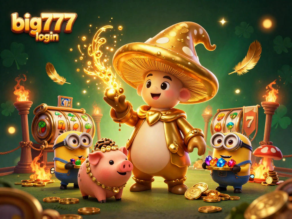 Engage with big777 login at our vibrant casino, featuring a golden wizard and dynamic treasures!
