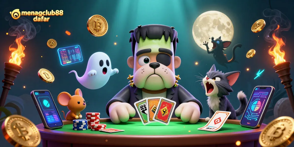 Engage with menangclub88 daftar at a vibrant casino scene featuring fantasy characters and crypto elements.