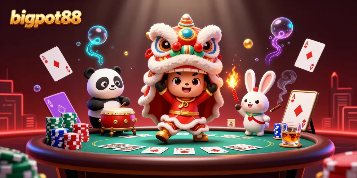 Win big with bigpot88 in a dynamic gaming illustration featuring a lively casino scene.