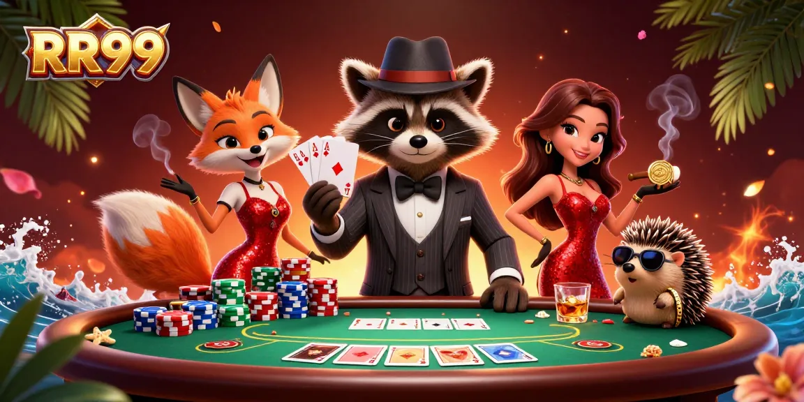 Experience the excitement of RR99 with lively characters and vibrant casino elements.