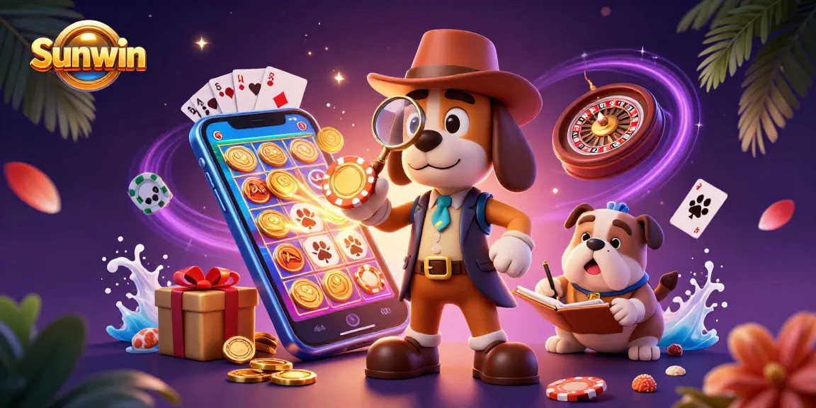 Sunwin players enjoying vibrant slot games amidst thrilling casino elements in a dynamic scene.