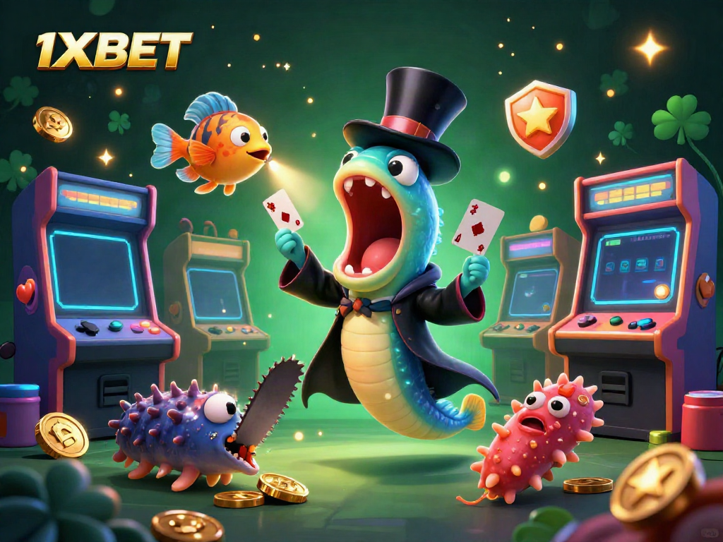 Engaging scene showcasing a bioluminescent gulper eel performing magic tricks, representing 1XBET gaming excitement.