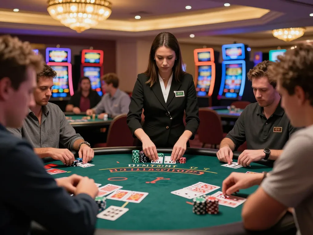Players engaged in a thrilling blackjack game at 11win casino, showcasing strategic betting decisions amidst a vibrant atmosphere.
