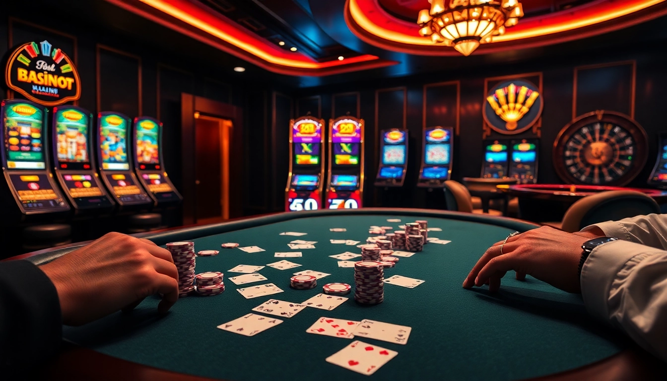 A high-stakes poker game scene at nhà cái 789club featuring elegant cards and colorful poker chips.