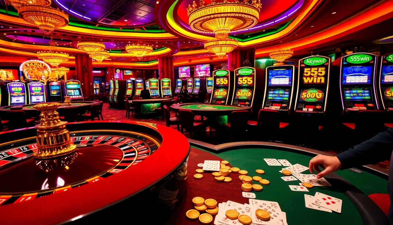 Experience the excitement of the 555 win with vibrant casino games and tables.