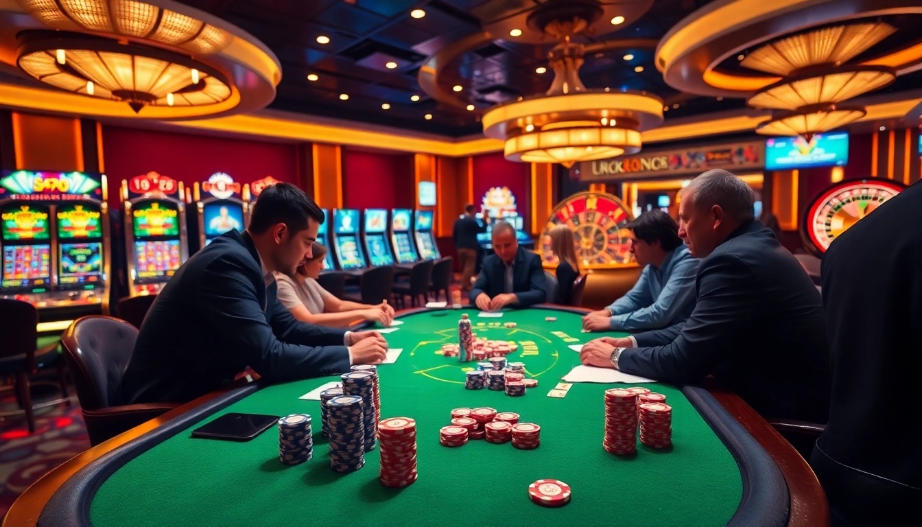 Experience intense gaming at https://urr88.com/ with players strategizing in a vibrant casino.
