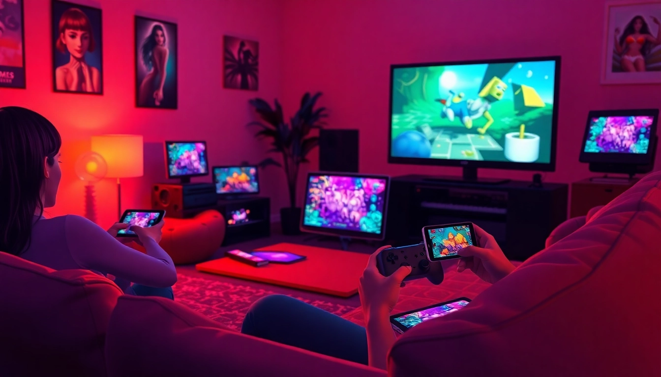 Enjoy immersive sex games on multiple devices in a cozy gaming room.