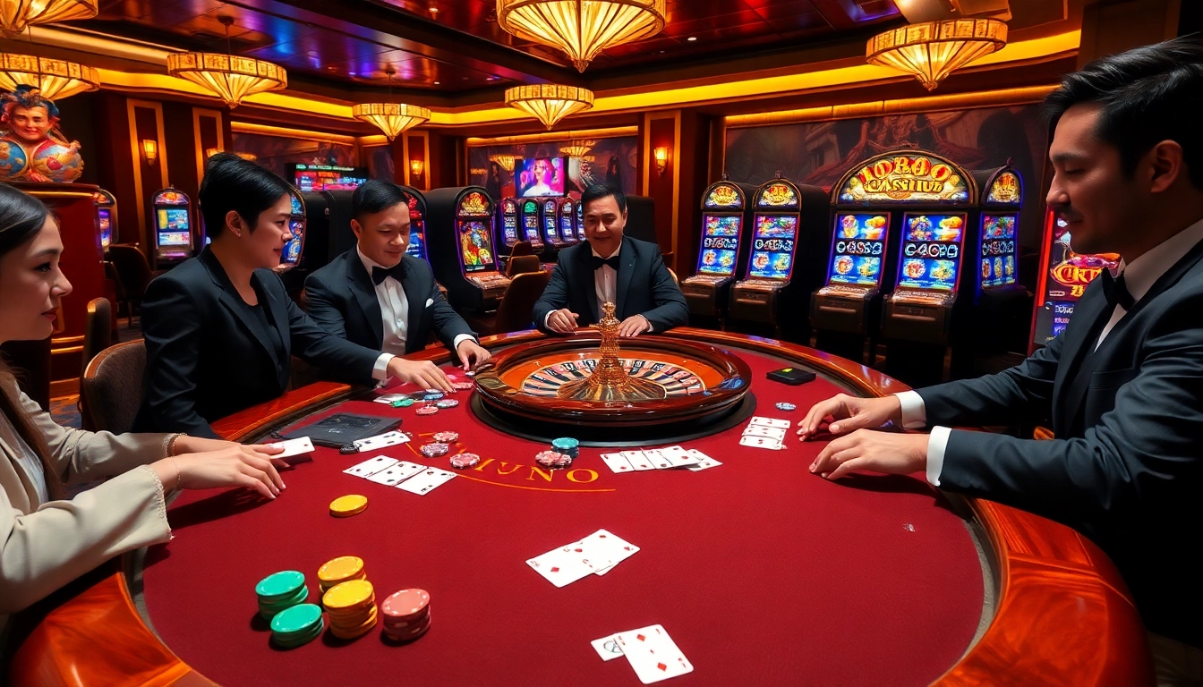 Players enjoy poker and thrilling moments at nhà cái 789club in a luxurious casino setting.